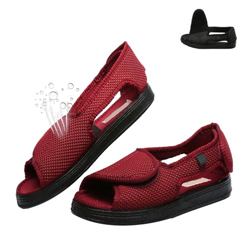 Weit Offene Diabetiker Sandalen Damen Orthopädische Verstellbare Gesundheitsschuhe Füße Ödeme Hausschuhe, Leichtes An und Ausziehen Walking Schuhe EU 33(22cm/8.6in) von Generic