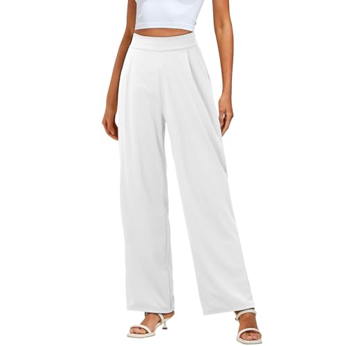 Weites Bein Hose Damen Elegant Sommer Anzughose Wide Leg Trousers Women High Waist Sommerhose Leicht Business Palazzo Plissee Hose Mit Hohem Bund Freizeithose 7/8 Plisseehose D06- Weiß M Weites Bein Hose Damen Elegant Sommer Anzughose Wide Leg Trousers Women High Waist Sommerhose Leicht Business Palazzo Plissee Hose Mit Hohem Bund Freizeithose 7/8 Plisseehose D06- Weiß M von Generic
