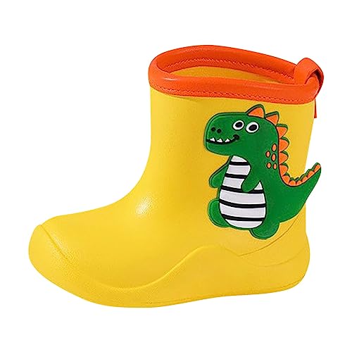 Winterschuhe Kinder 31 Kleinkind Kinder Kinder Regen Stiefel Mädchen Baby Cartoon Dinosaurier Regen Schuhe Rutschfeste Gummistiefel Herren (Yellow, 26 Toddler) von Generic