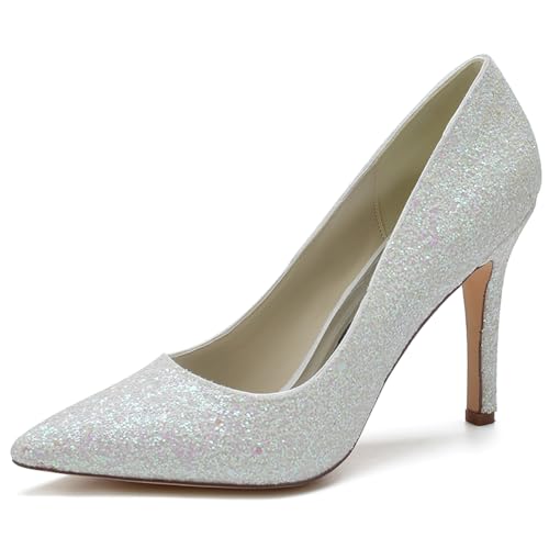Women Closed Toe Heel Slip Satin Pointed Toe Heels Wedding Bridal Shoes Party Dress Sandals,Elfenbein,38 EU Women Closed Toe Heel Slip Satin Pointed Toe Heels Wedding Bridal Shoes Party Dress Sandals,Elfenbein,38 EU von Generic