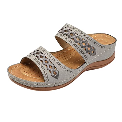 Women'S Wedge Sandals Women's Fashion Shoes Wedges Slippers For Women Sliders Sandals On Slip Shoes Strap Summer Women's sandals (Grey, 42) von Generic