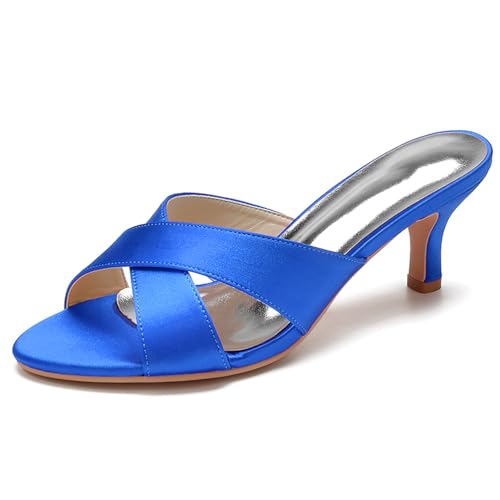 Women's Bridal Dress Heeled Sandals Slip on Slingback Open Toe Satin Wedding Shoes Prom Party Dress Pumps,Jewel Blue,35 EU Women's Bridal Dress Heeled Sandals Slip on Slingback Open Toe Satin Wedding Shoes Prom Party Dress Pumps,Jewel Blue,35 EU von Generic