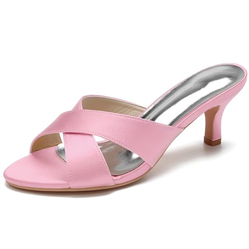 Women's Bridal Dress Heeled Sandals Slip on Slingback Open Toe Satin Wedding Shoes Prom Party Dress Pumps,Rosa,41 EU Women's Bridal Dress Heeled Sandals Slip on Slingback Open Toe Satin Wedding Shoes Prom Party Dress Pumps,Rosa,41 EU von Generic