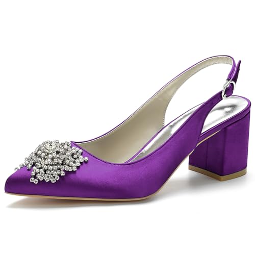 Women's Satin Bridal Shoes Rhinestone Mid Heel Evening Prom Party Dress Shoes Glitter Bridal Evening Pumps,Deep Purple,35 EU Women's Satin Bridal Shoes Rhinestone Mid Heel Evening Prom Party Dress Shoes Glitter Bridal Evening Pumps,Deep Purple,35 EU von Generic