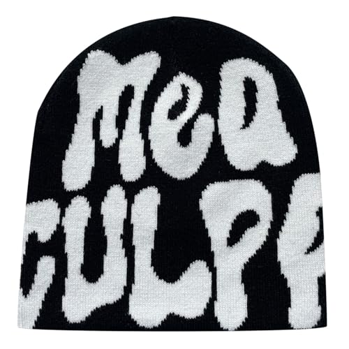 Y2k Beanie Mütze Herren Damen Teenager Y2k Cap Winter Knit Skater Beanie Mütze Hip Hop Strickmützen Baumwolle Mützen Pink Harajuku Y2k Beanie Cap Hat von Generic