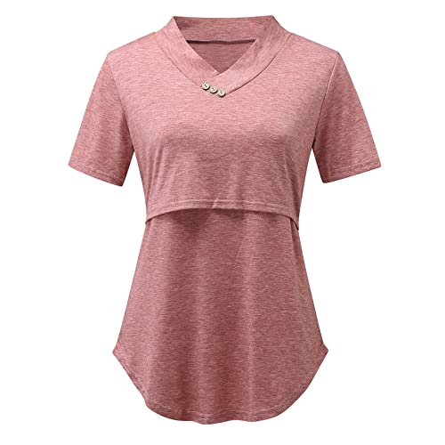 Zum Stillen Oberteile Ärmel Tunika Lässig Kurz Still Damen Umstands T-Shirt Umstandsbluse Blusen Damen Sommer Locker von Generic