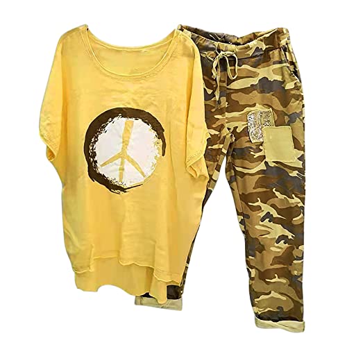 Zweiteiler Damen Festliches Outfit Sommer Elegant Zweiteiler Locker Rundhalsausschnitt Bluse Traingsanzug Camouflage Drucken Hose Sportanzug Strandhose Set Streetwear warehouse deal Zweiteiler Damen Festliches Outfit Sommer Elegant Zweiteiler Locker Rundhalsausschnitt Bluse Traingsanzug Camouflage Drucken Hose Sportanzug Strandhose Set Streetwear warehouse deal von Generic