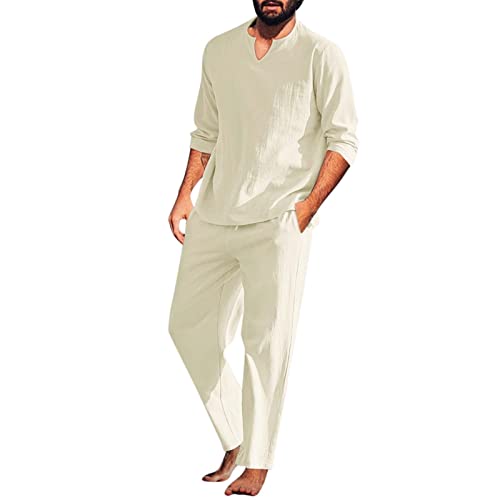 Zweiteiler Leinen Freizeitanzug Herren Leinenanzug Sommer 2-Teiliges Shirt Langarm und Strandhose Aus Baumwolle und Leinen Casual Hausanzug Jogginganzug Yoga Anzug Zweiteiler Leinen Freizeitanzug Herren Leinenanzug Sommer 2-Teiliges Shirt Langarm und Strandhose Aus Baumwolle und Leinen Casual Hausanzug Jogginganzug Yoga Anzug von Generic