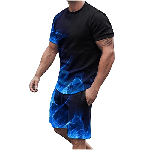 coupons amazon angebote T Shirt Set Herren Sommer Bequeme Outfits Kurzarm Workout Kostüm Regular Passform Sportanzug Slim Fit Casual Freizeitanzug Fitness Jogginganzug Baumwolle Trainingsanzug von Generic