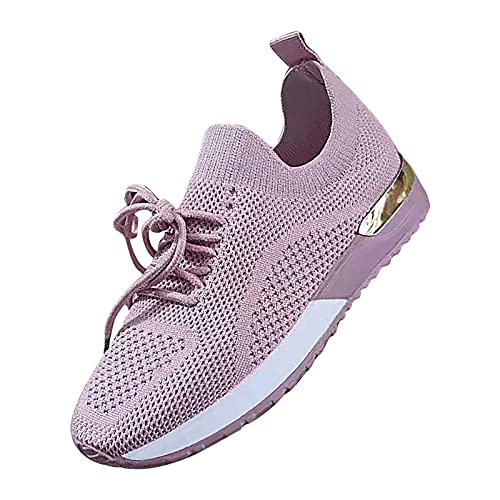 golfhandschuhe Herren Slip-On-Sneaker für Damen, Stretch, für Damen, Sommer, bequem, lässig, Sportschuhe, Reise, Alltag, Outdoor-Sneaker, Urlaub T1-Pink 35 von Generic