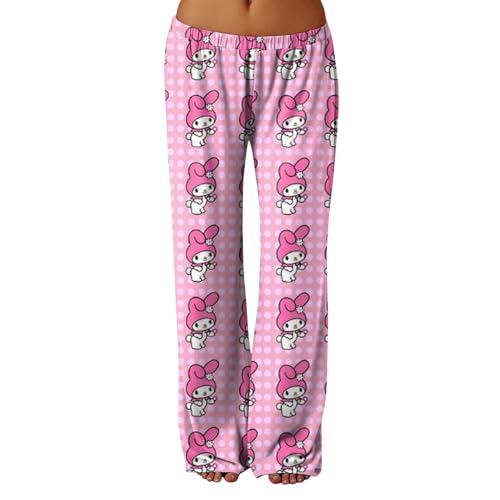 𝒉𝒆𝒍𝒍𝒐 𝒌𝒊𝒕𝒕𝒚𝒔 Schlafanzug Damen Hosen Lang Baumwolle Schlafhose Sommer Kawaii Schlafanzug Pyjama Weich Anime Kuschelhose Geschenke Für Frauen Pink L Pyjamahose von Generic