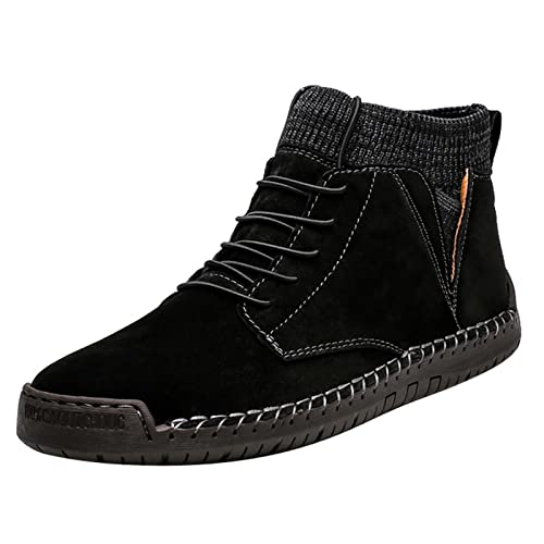 motorradhandschuhe 2024 Sommer Outdoor-Wander-Sneaker für Herren, modische Retro-Freizeit-Sneaker, High-Top-Wanderstiefel für Herren S-882 Black 42 von Generic