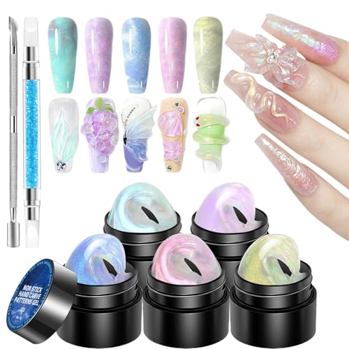 3D-Skulptur-Gels | 3D-Nageldesign in 5 Farben Solid Builder - Maniküre-Set ohne Hebel mit Skulpturstift für Formen, Bau, Malen 3D-Skulptur-Gels | 3D-Nageldesign in 5 Farben Solid Builder - Maniküre-Set ohne Hebel mit Skulpturstift für Formen, Bau, Malen von Genérico