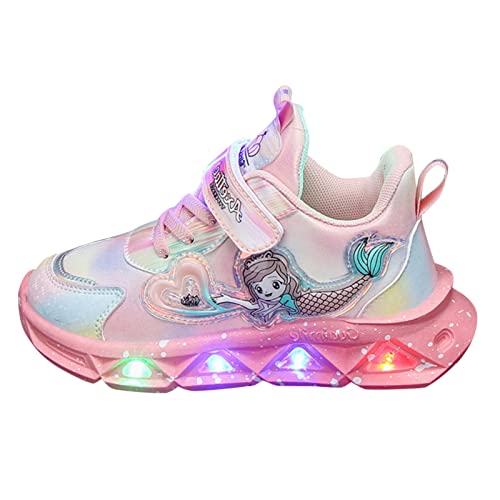 2024 Christmas Christmas Kinder Sportschuhe mit Lichtern Atmungsaktiv Prinzessin leichte Beleuchtung Casual Kinder bis Nachtschuhe Licht Mädchen Gold Fußball Sneaker, Rosa, 24 EU von Générique