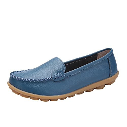 Damen-Mokassin, bequem, Leder, Mokassins, Mokassins und Loafer, elegant, bequem, Sneaker, weich, Sportschuhe, für Damen, Bootsschuhe, flach, Derbies, Ballerinas, Slip On, 01 Hellblau, 37 EU Damen-Mokassin, bequem, Leder, Mokassins, Mokassins und Loafer, elegant, bequem, Sneaker, weich, Sportschuhe, für Damen, Bootsschuhe, flach, Derbies, Ballerinas, Slip On, 01 Hellblau, 37 EU von Générique