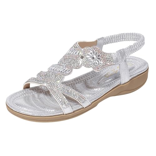 Damen-Sandalen, Wandersandalen, orthopädisch, Sommer, bequem, Strandschuhe, Flip-Flops, Strand, Hochzeit, Silberfarben 1, 39 EU Damen-Sandalen, Wandersandalen, orthopädisch, Sommer, bequem, Strandschuhe, Flip-Flops, Strand, Hochzeit, Silberfarben 1, 39 EU von Générique