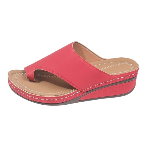 Damen-Sandalen, bequem, Sandalen, Freizeitschuhe, Espadrilles, Keilabsatz, Sandalen, Sommer, bequem, orthopädisch, Sommer, 2 x Rot, 43 EU Damen-Sandalen, bequem, Sandalen, Freizeitschuhe, Espadrilles, Keilabsatz, Sandalen, Sommer, bequem, orthopädisch, Sommer, 2 x Rot, 43 EU von Générique