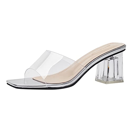 Damen-Sandalen für den Sommer, Blockabsatz, Knöchelriemen, Peep Toe, Sandale, bequem, mit Absatz, bequem, Fisch, Mund, hohe Absätze, Schnürschuhe, Sommerschuhe, Silber B, 40 EU Damen-Sandalen für den Sommer, Blockabsatz, Knöchelriemen, Peep Toe, Sandale, bequem, mit Absatz, bequem, Fisch, Mund, hohe Absätze, Schnürschuhe, Sommerschuhe, Silber B, 40 EU von Générique