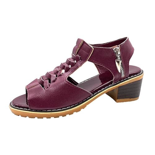 Damen-Sandalen für den Sommer, Sandalen mit Knöchelriemen, mit offenem Absatz, Sommerschuhe, Chunky, mit Absatz, bequem, für Kleider und Partyschuhe, mit Knöchelriemen, Peep Toe Sandale, A Rot., 39 EU Damen-Sandalen für den Sommer, Sandalen mit Knöchelriemen, mit offenem Absatz, Sommerschuhe, Chunky, mit Absatz, bequem, für Kleider und Partyschuhe, mit Knöchelriemen, Peep Toe Sandale, A Rot., 39 EU von Générique