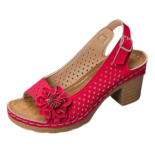 Damen-Sandalen mit Absatz, Sandalen, Sommer, bequem, Chunky mit Absatz, Fische, Mund, bequem, bequem, für Kleider und Partyschuhe, hohe Absätze, Schnürschuhe, Sommerschuhe, C Rot., 36 EU Damen-Sandalen mit Absatz, Sandalen, Sommer, bequem, Chunky mit Absatz, Fische, Mund, bequem, bequem, für Kleider und Partyschuhe, hohe Absätze, Schnürschuhe, Sommerschuhe, C Rot., 36 EU von Générique