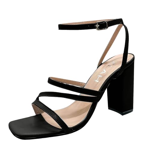Damen-Sandalen mit Absatz, Sandalen, bequem, Sommer, Knöchelriemen, Peep Toe mit Absatz, bequem, hohe Absätze, Schnürschuhe, Sommerschuhe, Le Noir 1, 38 EU Damen-Sandalen mit Absatz, Sandalen, bequem, Sommer, Knöchelriemen, Peep Toe mit Absatz, bequem, hohe Absätze, Schnürschuhe, Sommerschuhe, Le Noir 1, 38 EU von Générique