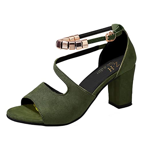 Damen-Sandalen mit Absatz, Sandalen, bequem, Sommer, offener Zehenbereich, mit Knöchelriemen, Peep Toe mit Absatz, hohe Absätze, Schnürschuhe, Sommerschuhe, Grüne Armee 2, 39 EU Damen-Sandalen mit Absatz, Sandalen, bequem, Sommer, offener Zehenbereich, mit Knöchelriemen, Peep Toe mit Absatz, hohe Absätze, Schnürschuhe, Sommerschuhe, Grüne Armee 2, 39 EU von Générique