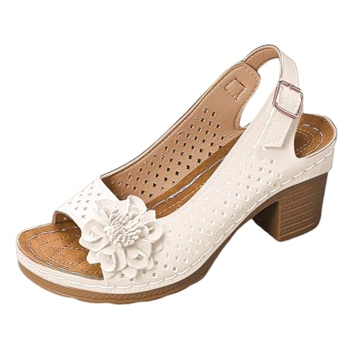 Damen-Sandalen mit Absatz, Sandalen mit Absatz, Sommersandale, bequem, Peep Toe mit Knöchelriemen, offener Zehenbereich, Fische, Knöchelriemen, hohe Absätze, Schnürschuhe, Sommerschuhe, B weiß., 40 EU Damen-Sandalen mit Absatz, Sandalen mit Absatz, Sommersandale, bequem, Peep Toe mit Knöchelriemen, offener Zehenbereich, Fische, Knöchelriemen, hohe Absätze, Schnürschuhe, Sommerschuhe, B weiß., 40 EU von Générique