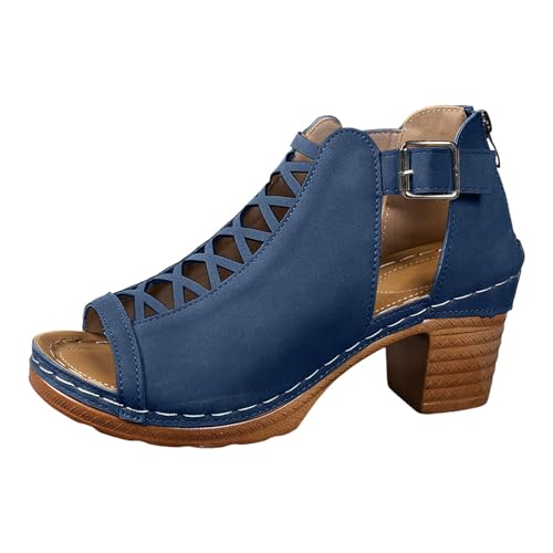 Damen-Sandalen mit Absatz, Sandalen mit Absatz, bequeme Sandale, Sommer, Peep Toe, für Kleider und Partyschuhe, mit Knöchelriemen, Sommer, hohe Absätze, Schnürschuhe, Sommerschuhe, Blau 2, 40 EU Damen-Sandalen mit Absatz, Sandalen mit Absatz, bequeme Sandale, Sommer, Peep Toe, für Kleider und Partyschuhe, mit Knöchelriemen, Sommer, hohe Absätze, Schnürschuhe, Sommerschuhe, Blau 2, 40 EU von Générique