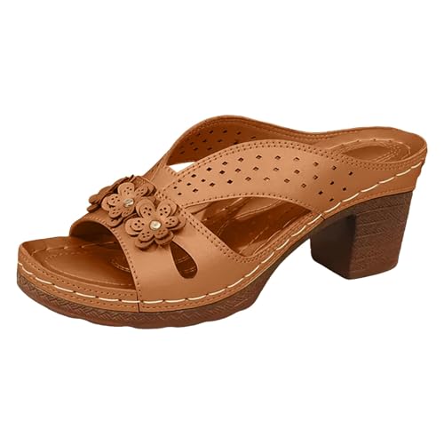 Damen-Sandalen mit Absatz, bequem, Damen-Sandalen, Leder, modisch, offener Zehenbereich, Plattform, Hausschuhe, Premium, bequem, Strand, orthopädisch, Sport, Sommer 2025, braun, 40 EU Large Damen-Sandalen mit Absatz, bequem, Damen-Sandalen, Leder, modisch, offener Zehenbereich, Plattform, Hausschuhe, Premium, bequem, Strand, orthopädisch, Sport, Sommer 2025, braun, 40 EU Large von Générique