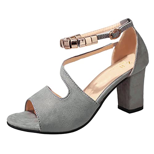 Damen-Sandalen mit Absatz, bequeme Sandalen, Sommer, bequem, Chunky mit Absatz, Peep Toe, Komfort, Knöchelriemen, hohe Absätze, Schnürschuhe, Sommerschuhe, A Grey, 42 EU Damen-Sandalen mit Absatz, bequeme Sandalen, Sommer, bequem, Chunky mit Absatz, Peep Toe, Komfort, Knöchelriemen, hohe Absätze, Schnürschuhe, Sommerschuhe, A Grey, 42 EU von Générique