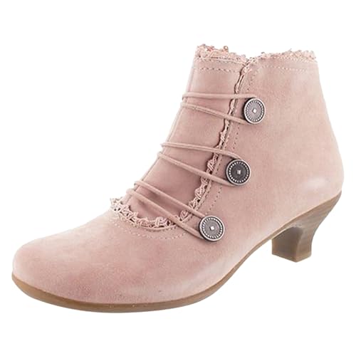 Damen-Stiefel mit Absatz, Stiefeletten mit Reißverschluss, modisch, klassisch, halbhoch, bestickt, Freizeitstiefel, bequem, Retro-Stil, mit Reißverschluss, Chelsea-Stiefel, Rosa B, 41 EU Damen-Stiefel mit Absatz, Stiefeletten mit Reißverschluss, modisch, klassisch, halbhoch, bestickt, Freizeitstiefel, bequem, Retro-Stil, mit Reißverschluss, Chelsea-Stiefel, Rosa B, 41 EU von Générique