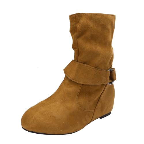 Damen-Stiefel mit Absatz, hohe Stiefeletten mit Schnürung, modisch, klassisch, mit besticktem Absatz, halbhoch, Vintage, Reißverschluss seitlich bis zum Knöchel, Chelsea-Stiefel, Gelb B, 42 EU Damen-Stiefel mit Absatz, hohe Stiefeletten mit Schnürung, modisch, klassisch, mit besticktem Absatz, halbhoch, Vintage, Reißverschluss seitlich bis zum Knöchel, Chelsea-Stiefel, Gelb B, 42 EU von Générique