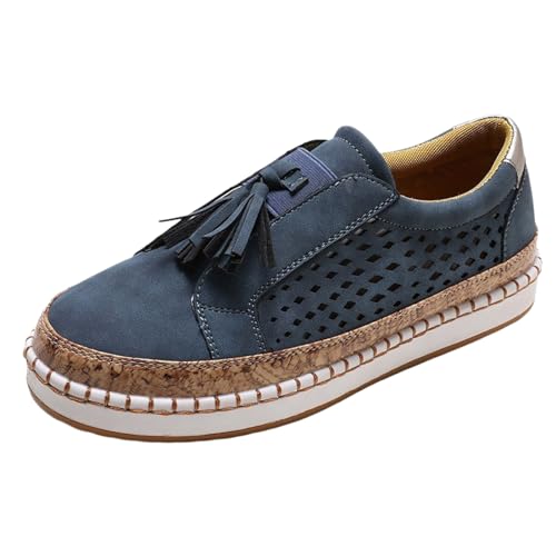 Damenschuhe, bequem, aus Leder, atmungsaktiv, Plattform, Sommer, leicht, Mokassin geschnitten, Sneakers und Sportschuhe, Laufmode, Walking, Sneaker, ohne Schnürsenkel, bequem, Ballerinas, 01 Blau, 38 Damenschuhe, bequem, aus Leder, atmungsaktiv, Plattform, Sommer, leicht, Mokassin geschnitten, Sneakers und Sportschuhe, Laufmode, Walking, Sneaker, ohne Schnürsenkel, bequem, Ballerinas, 01 Blau, 38 von Générique