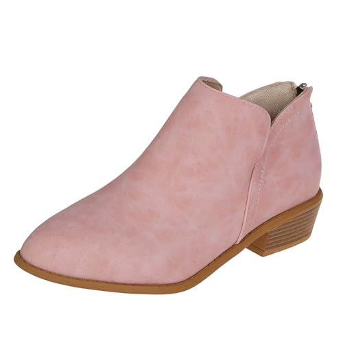 Damenstiefel, Leder, Stiefeletten, seitlicher Reißverschluss, bestickt, für den Außenbereich, mit Reißverschluss, Chelsea, modisch, klassisch, Freizeit, runder Zehenbereich, bequem, Stiefel, Rosa B Damenstiefel, Leder, Stiefeletten, seitlicher Reißverschluss, bestickt, für den Außenbereich, mit Reißverschluss, Chelsea, modisch, klassisch, Freizeit, runder Zehenbereich, bequem, Stiefel, Rosa B von Générique