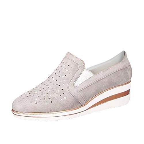 Flache Damen-Sneaker, lässig, Mokassins, Damen, bequem, Keilabsatz, kleiner Absatz, Schwarz, grau, 40 EU Flache Damen-Sneaker, lässig, Mokassins, Damen, bequem, Keilabsatz, kleiner Absatz, Schwarz, grau, 40 EU von Générique