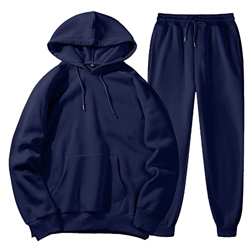 Générique 2-teiliges Jogging-Set für Herren, Kapuzenpullover, langärmelig, Jogginghose, Kordelzug, einfarbig, Fitnessstudio, Jogging, Sportswear, Sweatshirt, Jogging-Set, Bu3., XXXL von Générique