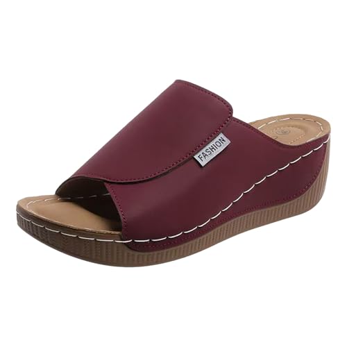 Générique Damen-Sandalen, Sommer, bequem, Damen, Sommer, bequem, Sandalen, Boho-Stil, Sommer, bequem, orthopädische Sandalen, Schnalle und Clogs, offener Zehenbereich, flach, aus Kork, Dunkelviolett Générique Damen-Sandalen, Sommer, bequem, Damen, Sommer, bequem, Sandalen, Boho-Stil, Sommer, bequem, orthopädische Sandalen, Schnalle und Clogs, offener Zehenbereich, flach, aus Kork, Dunkelviolett von Générique