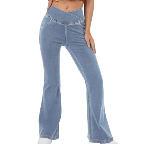 Générique Flared Bootcut Damen Jeans Damen Hose Y2k Harajuku Jeans High Waist Streetwear Casual Stretch Casual Hosen für Damen für Zuhause, hellblau, Medium von Générique