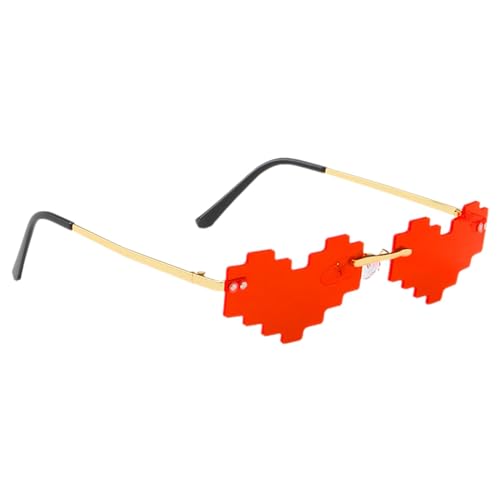 Générique Herz-Sonnenbrille,Lustige Sonnenbrille | Niedliche und lustige Liebesbrillen | Randlose Bunte Mosaikbrille, modische Strandbrille für Frauen und Männer, rot, Se référer au descriptif von Générique