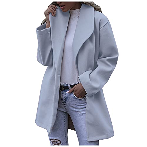 Générique Modische Damenjacke – Damen, Kunstwolle, dünn, Jacken, Trenchcoat, Jacke, warmer Mantel, robust, lang, elegant, modisch, Outwear, Mantel, silberfarben, blau, 48 von Générique