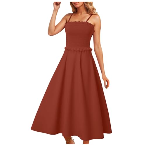 Générique Sommerkleid für Damen, Hemd, Smoké, mittellang, gestreift und fallende Ärmel, Oversize, lässig, Bohemian, schick, mittellang, 1. Braun., Large Générique Sommerkleid für Damen, Hemd, Smoké, mittellang, gestreift und fallende Ärmel, Oversize, lässig, Bohemian, schick, mittellang, 1. Braun., Large von Générique