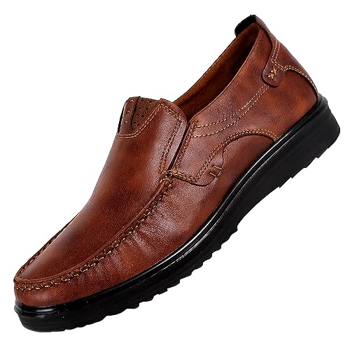 Herrenschuhe, lässig, ohne Schnürsenkel, Wanderschuhe, atmungsaktiv, Komfort, Mokassins aus Leder, Sneaker, Fahrschuhe, für Herren, Arbeit, Büro, 3 cm, braun, 41 EU Herrenschuhe, lässig, ohne Schnürsenkel, Wanderschuhe, atmungsaktiv, Komfort, Mokassins aus Leder, Sneaker, Fahrschuhe, für Herren, Arbeit, Büro, 3 cm, braun, 41 EU von Générique