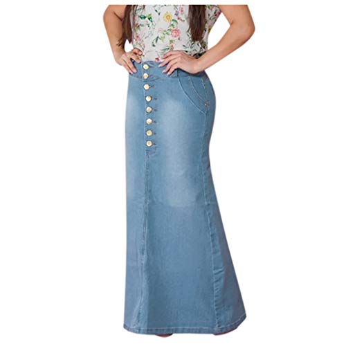 Jeansrock für Damen, Baggy, A-Linie, Jeansrock, halblang, Bleistift, hohe Taille, lässig, lange Röcke, Denim, schicke und elegante Geldbörse, Maxi-Petticoat, elastische Taille, Skirt, hellblau, XXL Jeansrock für Damen, Baggy, A-Linie, Jeansrock, halblang, Bleistift, hohe Taille, lässig, lange Röcke, Denim, schicke und elegante Geldbörse, Maxi-Petticoat, elastische Taille, Skirt, hellblau, XXL von Générique