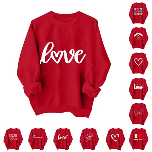 Loungewear Damen-Sweatshirt, Oversize, lang, Baumwolle, Rot, Sweatshirt, Valentinstag, Hoodie, personalisierbar, Paar, Rundhalsausschnitt, Tops, Bedruckt, Tunika, lässig, 2025, hot pink, X-Large Loungewear Damen-Sweatshirt, Oversize, lang, Baumwolle, Rot, Sweatshirt, Valentinstag, Hoodie, personalisierbar, Paar, Rundhalsausschnitt, Tops, Bedruckt, Tunika, lässig, 2025, hot pink, X-Large von Générique