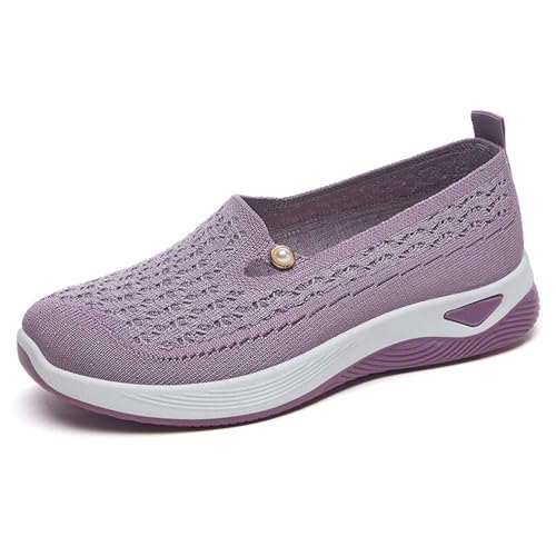 Orthopädische Damenschuhe, Sommer, leicht, bequem, aus Mesh, atmungsaktiv, Sneaker, ohne Schnürsenkel, Laufen, Walking, Sneaker, Sportschuhe, modisch, bequem, flache Mokassin Ballerinas, 01 violett Orthopädische Damenschuhe, Sommer, leicht, bequem, aus Mesh, atmungsaktiv, Sneaker, ohne Schnürsenkel, Laufen, Walking, Sneaker, Sportschuhe, modisch, bequem, flache Mokassin Ballerinas, 01 violett von Générique