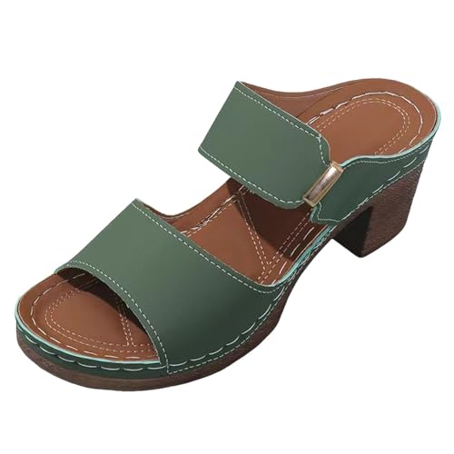 Sandalen mit Absatz für Damen, Sandalen, Sommer, bequem, Chunky, mit Absatz, bequem, Peep Toe, mit Absatz, Fisch, Mund, hohe Absätze, Schnürschuhe, Sommerschuhe, 1 x Grün, 40 EU Sandalen mit Absatz für Damen, Sandalen, Sommer, bequem, Chunky, mit Absatz, bequem, Peep Toe, mit Absatz, Fisch, Mund, hohe Absätze, Schnürschuhe, Sommerschuhe, 1 x Grün, 40 EU von Générique