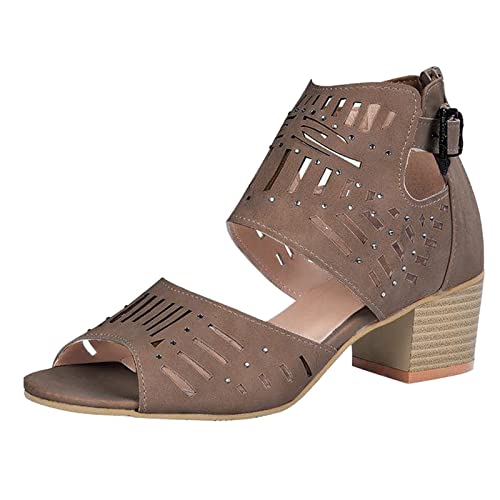 Sandalen mit Absatz für Damen, Sandalen, Sommer, bequem, Peep Toe, hohe Absätze, Schnürung, mit Absatz, mit Knöchelriemen, Sommerschuhe, braun, 42 EU Sandalen mit Absatz für Damen, Sandalen, Sommer, bequem, Peep Toe, hohe Absätze, Schnürung, mit Absatz, mit Knöchelriemen, Sommerschuhe, braun, 42 EU von Générique