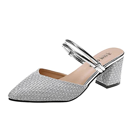 Sandalen mit Absatz für Damen, Sandalen, Sommer, bequem, Sommer, offener Zehenbereich, Peep Toe, Komfort, Knöchelriemen, hohe Absätze, Schnürschuhe, Sommerschuhe, Silberfarben 1, 38 EU Sandalen mit Absatz für Damen, Sandalen, Sommer, bequem, Sommer, offener Zehenbereich, Peep Toe, Komfort, Knöchelriemen, hohe Absätze, Schnürschuhe, Sommerschuhe, Silberfarben 1, 38 EU von Générique