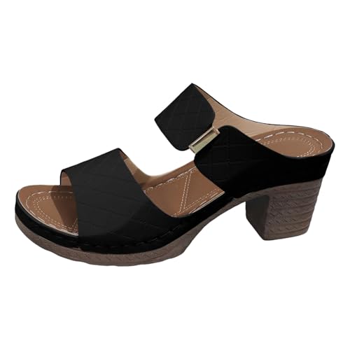 Sandalen mit Absatz für Damen, Sandalen, Sommer, bequem, mit Absatz, Chunky mit offenem Zehenbereich, für Kleider und Partyschuhe, bequem, hohe Absätze, Schnürschuhe, Sommerschuhe, Le Noir 1, 38 EU Sandalen mit Absatz für Damen, Sandalen, Sommer, bequem, mit Absatz, Chunky mit offenem Zehenbereich, für Kleider und Partyschuhe, bequem, hohe Absätze, Schnürschuhe, Sommerschuhe, Le Noir 1, 38 EU von Générique