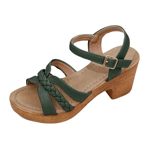 Sandalen mit Absatz für Damen, Sandalen, bequem, Sommer, mit Knöchelriemen, Peep Toe, Komfort, offener Zehenbereich, für Kleider und Partyschuhe, Sommerschuhe, Grün C, 40 EU Sandalen mit Absatz für Damen, Sandalen, bequem, Sommer, mit Knöchelriemen, Peep Toe, Komfort, offener Zehenbereich, für Kleider und Partyschuhe, Sommerschuhe, Grün C, 40 EU von Générique